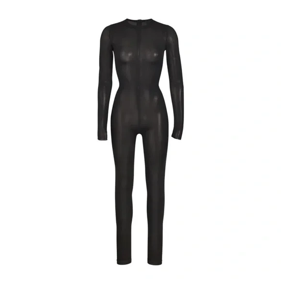 SKIMS SHEER SCULPT CATSUIT BLACK NWT - Picture 2 of 8